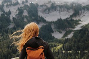 Woman looking at mountain